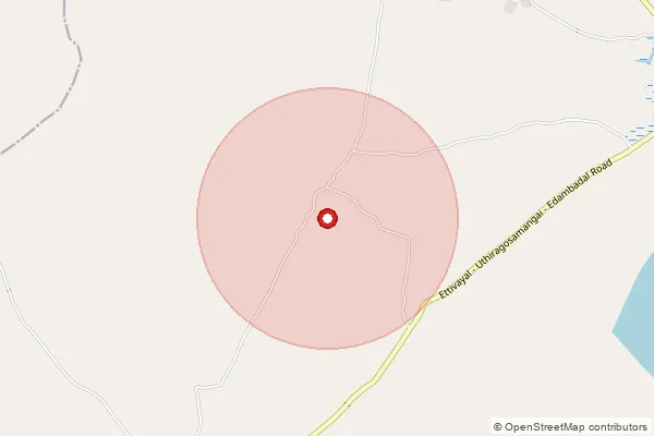 Map showing approximate area covered by Pincode 623533 — Marttiyarendal Bo, Ramanathapuram