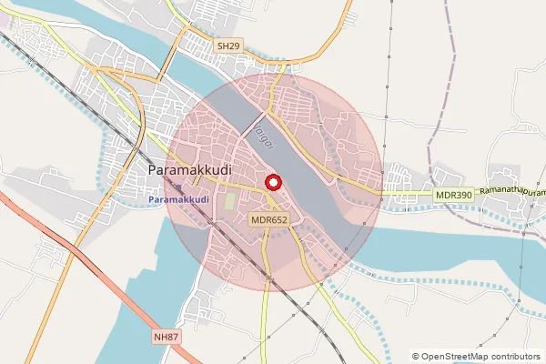 Map showing approximate area covered by Pincode 623707 — Paramakudi Ho, Ramanathapuram