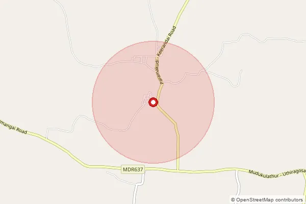 Map showing approximate area covered by Pincode 623711 — Kakkur Bo, Ramanathapuram