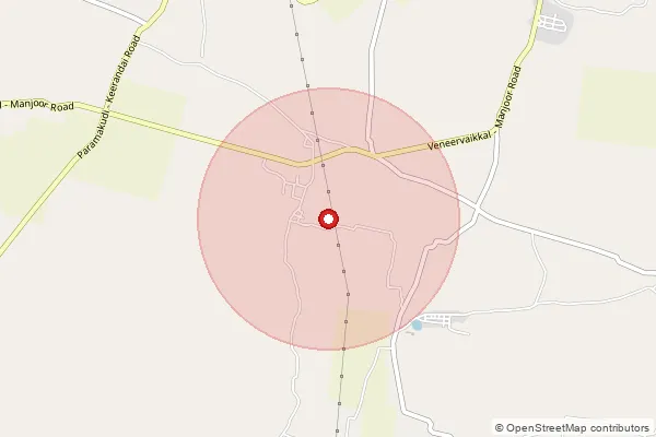 Map showing approximate area covered by Pincode 623712 — Alanganoor Bo, Ramanathapuram