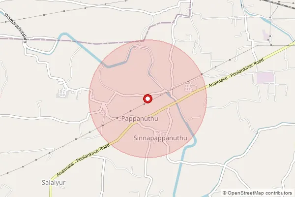 Map showing approximate area covered by Pincode 624003 — Koovanuthu Bo, Dindigul