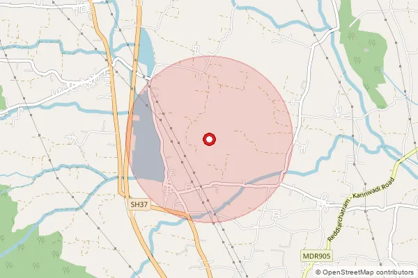 Map showing approximate area covered by Pincode 624101 — Attuvampatti Bo, Dindigul