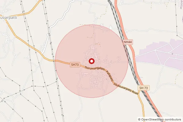 Map showing approximate area covered by Pincode 624201 — Kalladipatti Bo, Dindigul