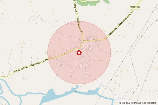 Map showing approximate area covered by Pincode 624204 — Maruthanathiproject Bo, Dindigul