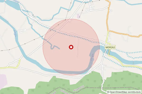 Map showing approximate area covered by Pincode 624219 — Ethilodu Bo, Dindigul