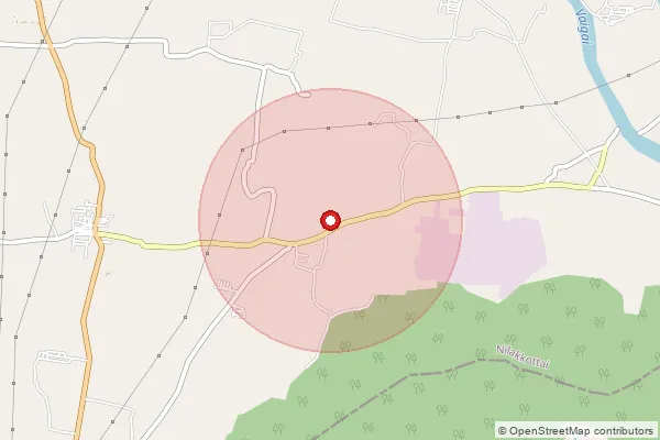 Map showing approximate area covered by Pincode 624220 — Sandaiyur Bo, Dindigul