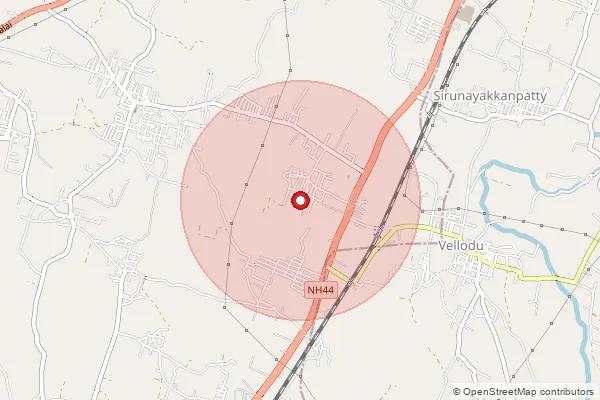 Map showing approximate area covered by Pincode 624303 — Munnilakottai Bo, Dindigul