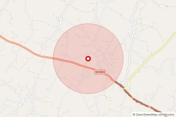 Map showing approximate area covered by Pincode 624304 — Avilipatti Bo, Dindigul