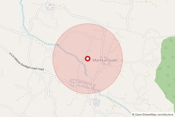 Map showing approximate area covered by Pincode 624306 — Madur Bo, Dindigul