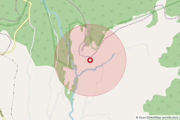 Map showing approximate area covered by Pincode 624307 — Sirunaickenpatti Bo, Dindigul