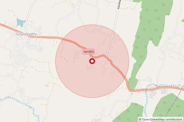 Map showing approximate area covered by Pincode 624308 — Kayyapatti Bo, Dindigul