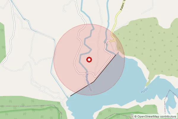 Map showing approximate area covered by Pincode 624610 — Balasamudram So Dindigul, Dindigul
