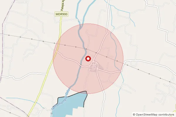 Map showing approximate area covered by Pincode 624614 — 19 Pudur Bo, Dindigul