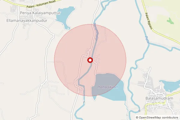 Map showing approximate area covered by Pincode 624615 — Chinnakalayamputhur Bo, Dindigul
