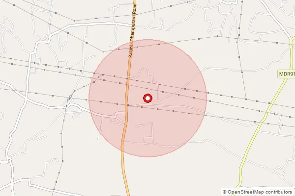 Map showing approximate area covered by Pincode 624617 — Thoppampatti Bo, Dindigul