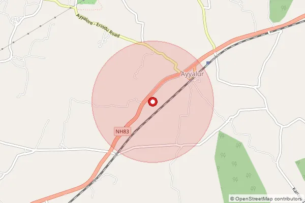 Map showing approximate area covered by Pincode 624801 — Kollapatti Bo, Dindigul