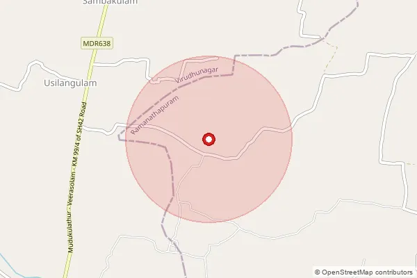 Map showing approximate area covered by Pincode 625002 — Tallakulam Ho, Madurai