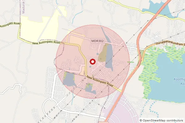 Map showing approximate area covered by Pincode 625005 — Nilaiyur Bo, Madurai