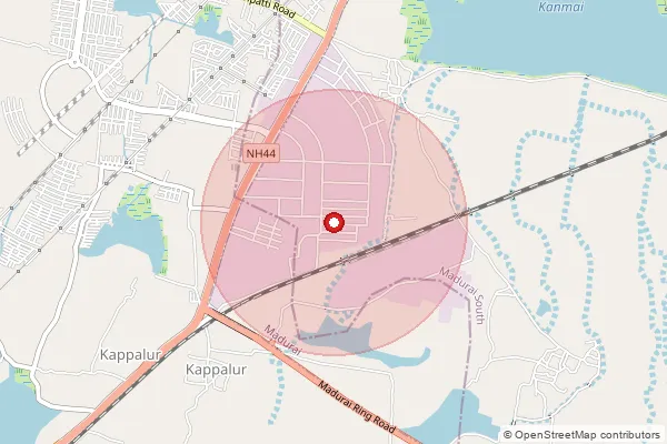 Map showing approximate area covered by Pincode 625008 — Thoppur Bo, Madurai