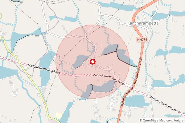 Map showing approximate area covered by Pincode 625014 — Tirumalpuram Bo, Madurai