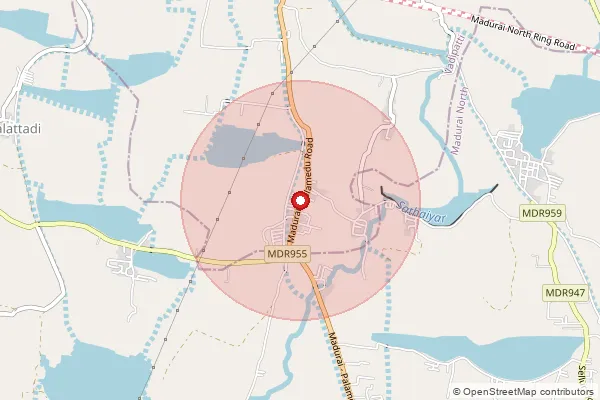 Map showing approximate area covered by Pincode 625018 — Vilangudi Bo, Madurai