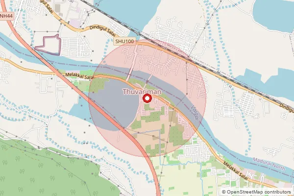 Map showing approximate area covered by Pincode 625019 — Erkudi Achampathu Bo, Madurai