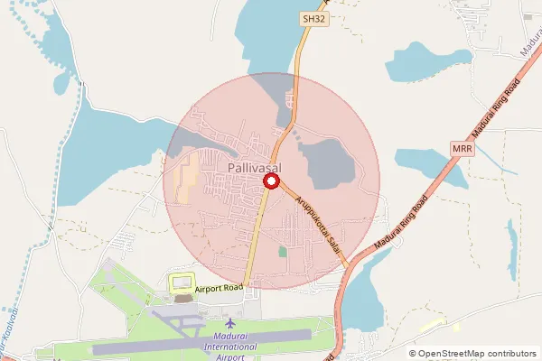 Map showing approximate area covered by Pincode 625022 — Perungudi Bo, Madurai