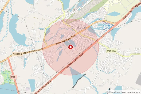 Map showing approximate area covered by Pincode 625023 — Madras High Court Madurai Bench So, Madurai