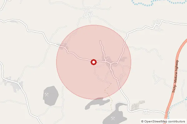 Map showing approximate area covered by Pincode 625101 — Karungalakudi So, Madurai