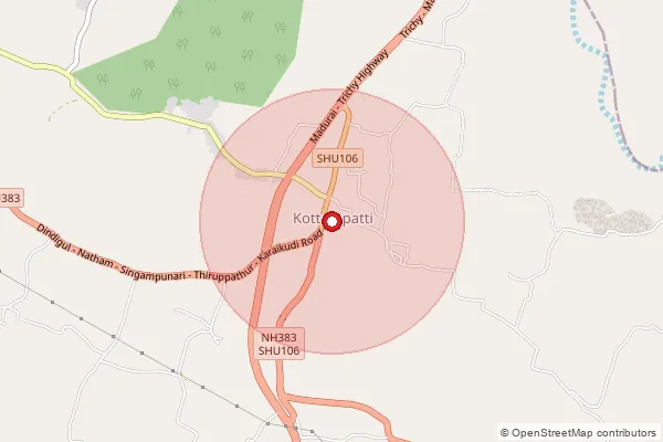 Map showing approximate area covered by Pincode 625103 — Valaicheripatti Bo, Madurai