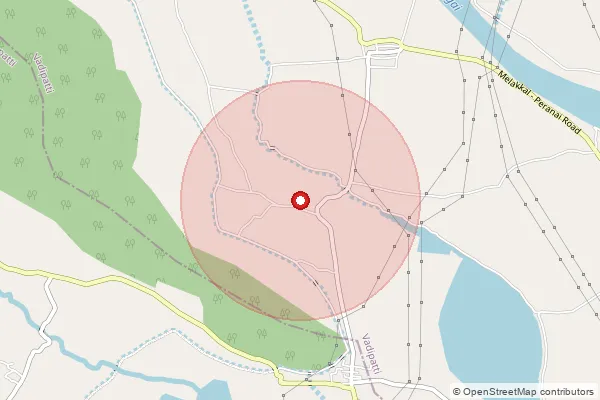 Map showing approximate area covered by Pincode 625207 — Kadupatti Bo, Madurai