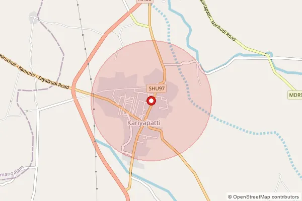 Map showing approximate area covered by Pincode 625214 — Thenkarai Bo, Madurai