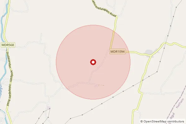 Map showing approximate area covered by Pincode 625501 — Ayyur Bo, Madurai