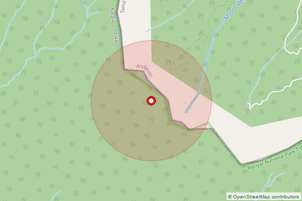 Map showing approximate area covered by Pincode 625515 — Highwavys Bo, Theni