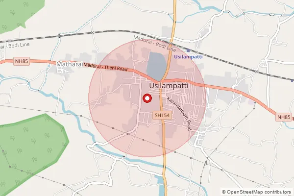 Map showing approximate area covered by Pincode 625517 — Marikundu B.O, Theni