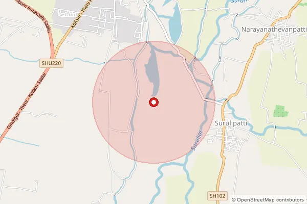 Map showing approximate area covered by Pincode 625521 — Narayanathevanpatti B.O, Theni