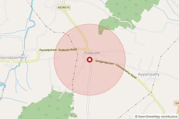 Map showing approximate area covered by Pincode 625524 — Pallavarayanpatti B.O, Theni