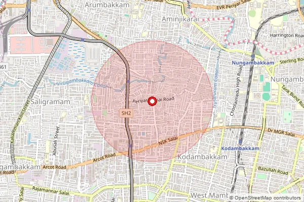 Map showing approximate area covered by Pincode 625525 — Periyar Project S.O, Theni