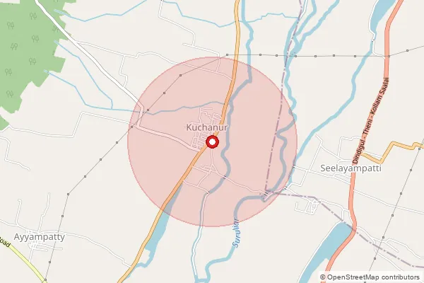 Map showing approximate area covered by Pincode 625552 — Kujjanur B.O, Theni