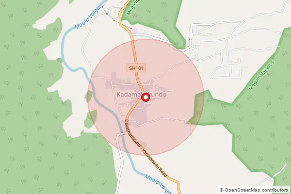 Map showing approximate area covered by Pincode 625579 — Kadamalaikundu S.O, Theni
