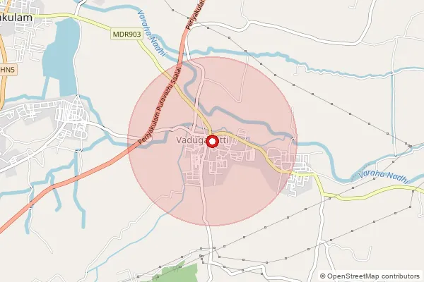 Map showing approximate area covered by Pincode 625605 — Murugamalainagar B.O, Theni