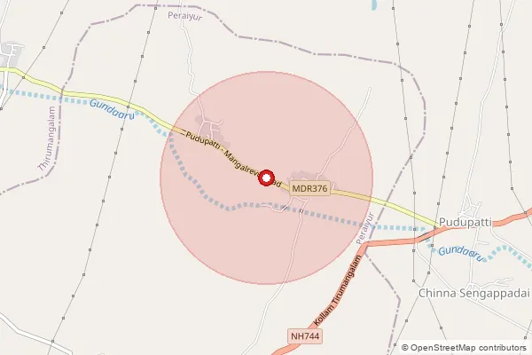 Map showing approximate area covered by Pincode 625704 — Kilavaneri Bo, Madurai