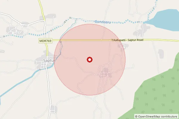 Map showing approximate area covered by Pincode 625705 — Kuduseri B.O, Madurai