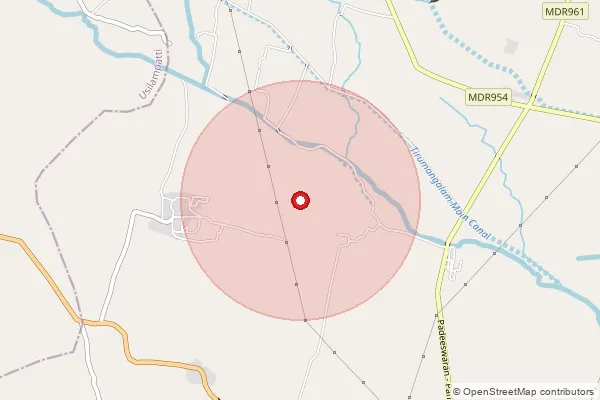 Map showing approximate area covered by Pincode 625706 — Aammapatti Bo, Madurai