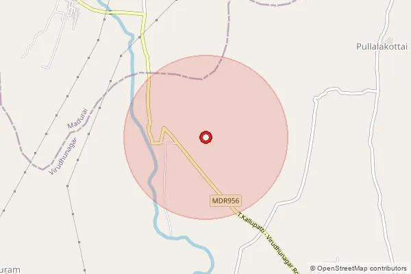 Map showing approximate area covered by Pincode 626002 — Kokkalanjeri Bo, Virudhunagar