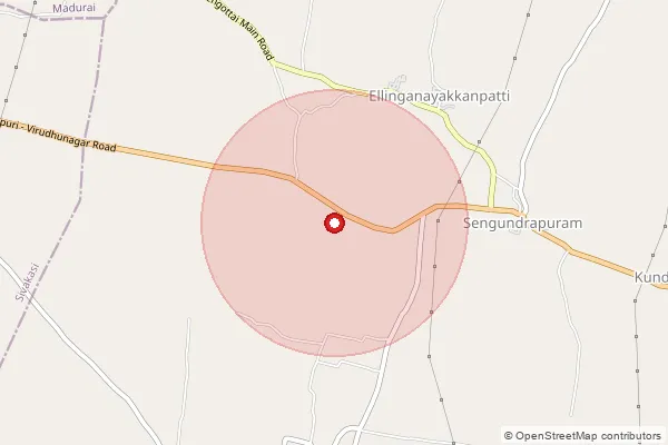 Map showing approximate area covered by Pincode 626103 — Pudukottai Bo, Virudhunagar