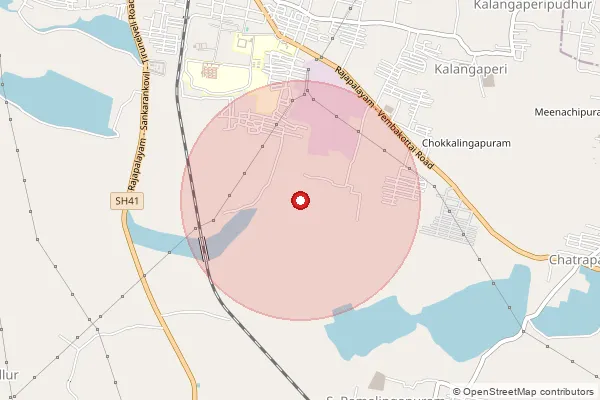 Map showing approximate area covered by Pincode 626108 — Kumarasamy Raja Nagar So, Virudhunagar