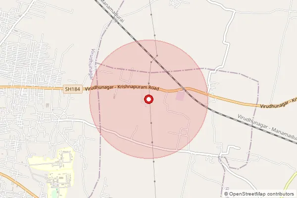 Map showing approximate area covered by Pincode 626109 — Mallanginar So, Virudhunagar