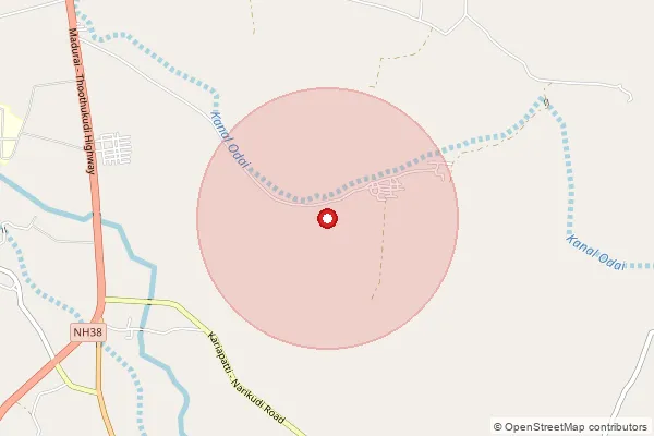 Map showing approximate area covered by Pincode 626115 — Aviyur Bo, Virudhunagar