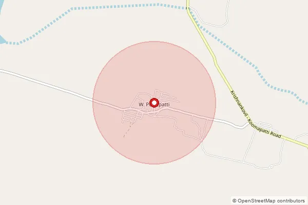 Map showing approximate area covered by Pincode 626116 — W Pudupatti So, Virudhunagar